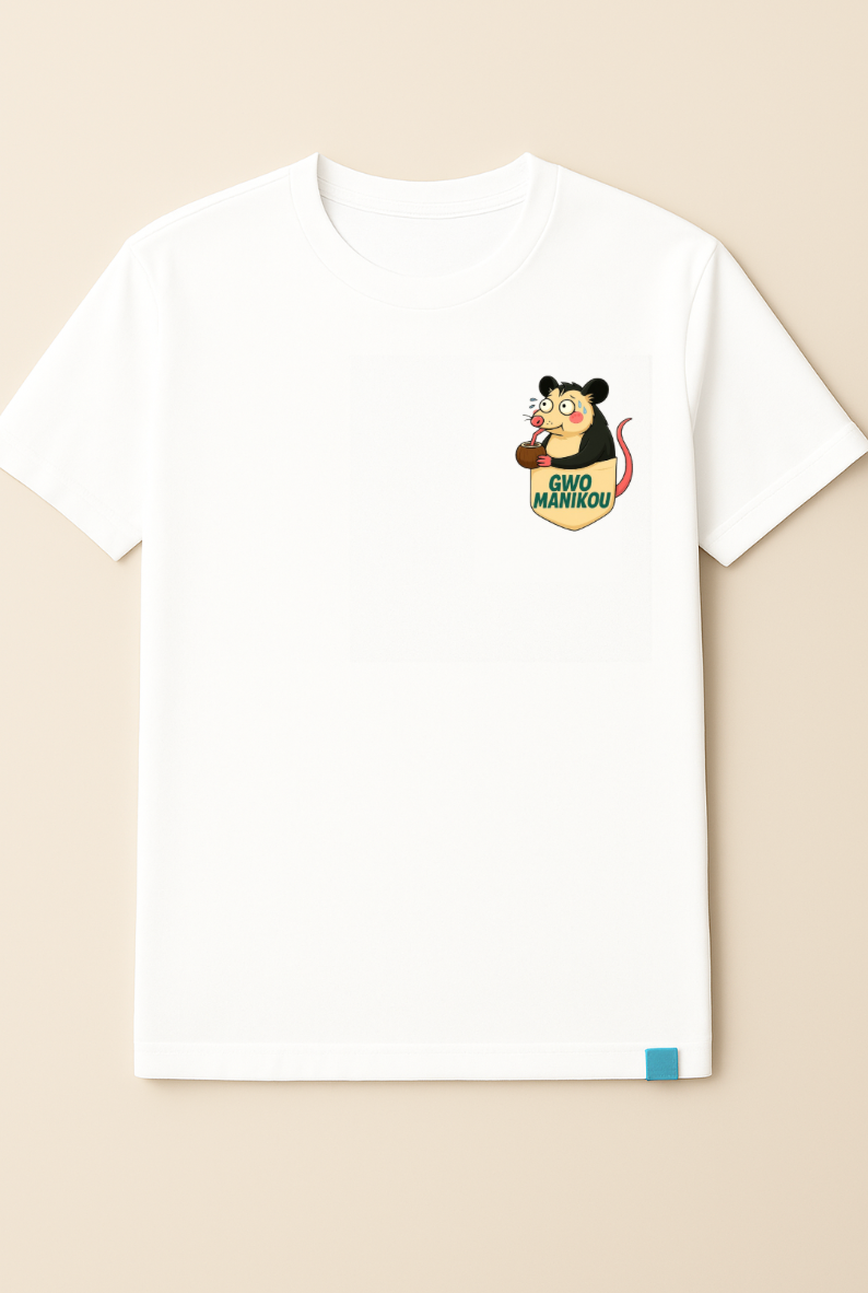 Gwo Manikou T-shirt blanc Manches Courtes