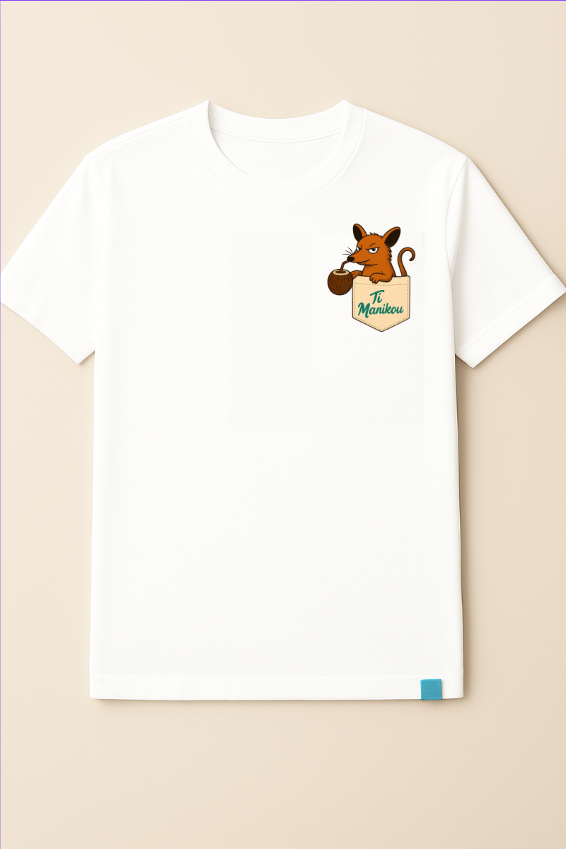Ti Manikou T-shirt blanc Manches courtes