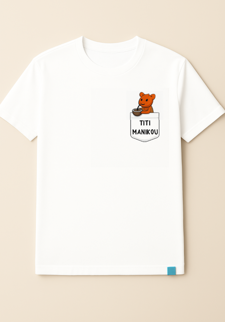 Titi Manikou T-shirt blanc Manches Courtes